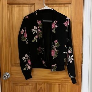 Womens Beautiful Floral Bomber Jacket